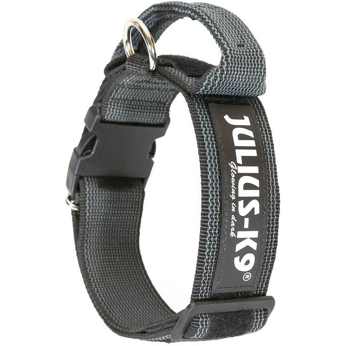 Нашийник для собак JULIUS K-9 200HA-K-2015 серії Color & Gray, чорно-сірий, з ручкою, регульований, ширина 50 мм, розмір 49-70 см