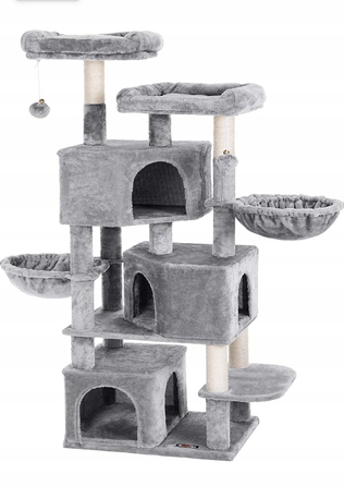 Високий когтеточка-комплекс Feandrea: ігровий центр з лежаком та стовпчиком для кігтів, 161 - 220 см