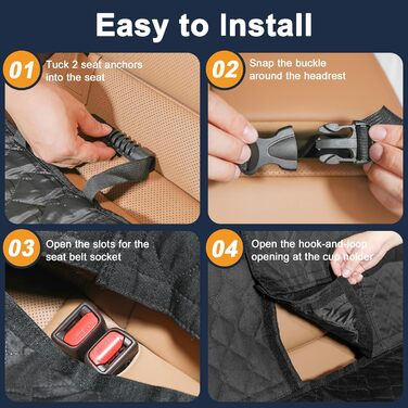 Захисний чохол на заднє сидіння автомобіля для собак, водовідштовхуючий, антиковзний, з 2 ременями безпеки, чорний