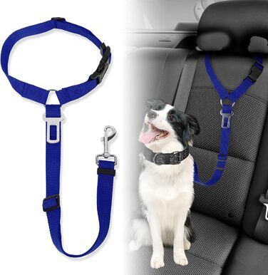 Автомобільний затискач для собак, ремінь безпеки для тварин, кріплення до підголівника, міцний поводок, шлейка для собак, котів та інших домашніх тварин (Блакитний)