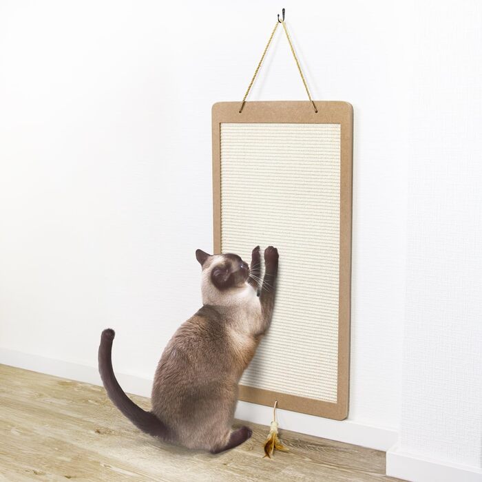 Котячий кігтетоп Planky XXL - великий килимок для дряпання котів з дерева, 70x35 см, 80x40x2 см