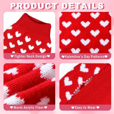 Вовняний пуловер для собак на День святого Валентина з червоним серцем (малий)