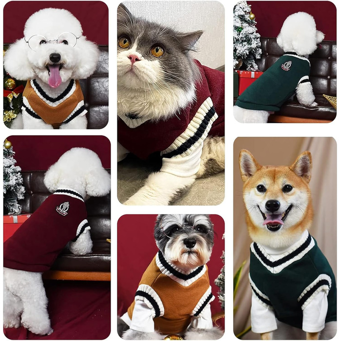 Теплий зимовий пуловер для собак та котів PETCUTE, зручний одяг для маленьких, середніх та великих собак, теплий зимовий одяг для тварин, подарунок для собаки або кота, червоний, розмір S