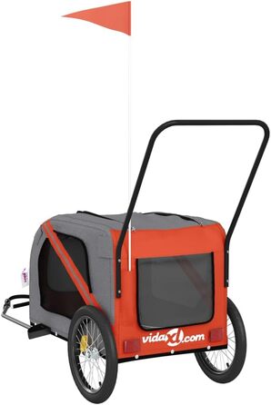 Причіп для велосипеда для собак та котів Оксфорд, оранжевий та сірий