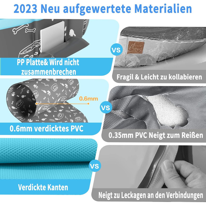 Надувний басейн для собак великих та маленьких порід, 80/120/160 см, складаний, портативний, екологічний PVC, форма кістки, розмір 160x30 см
