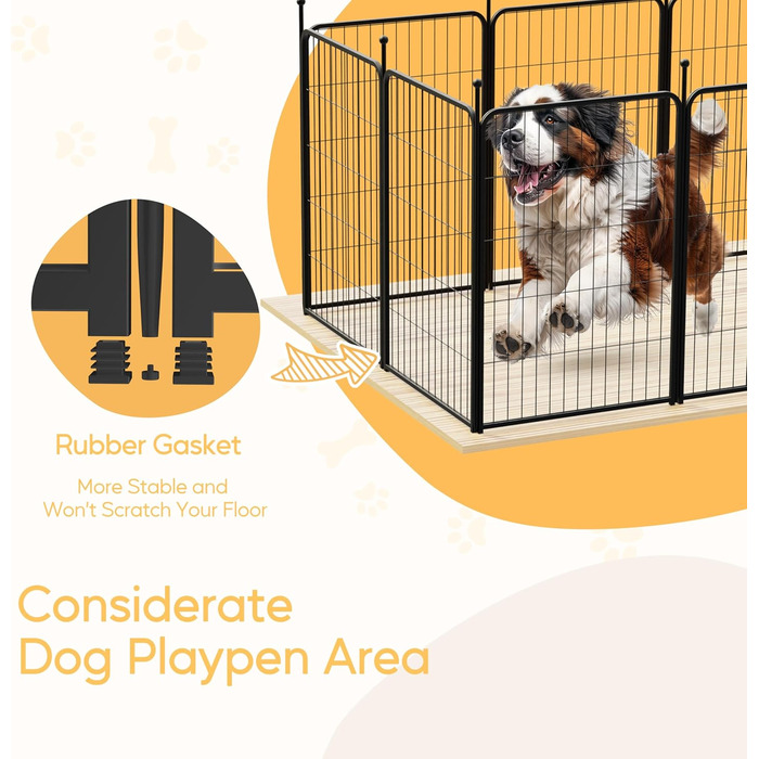 Металевий вольєр для собак, 61 см, 8 панелей, чорний. Ідеально для дому, вулиці, кемпінгу, саду, тераси.