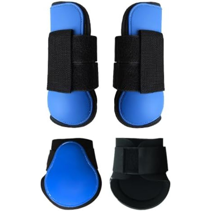 Гетри для коней Merauno® 4 шт. Комплект гетрів для передніх та задніх ніг з жорсткою оболонкою та клямками для жінок та чоловіків. Міцні, еластичні чоботи для сухожиль, класичні (L, синій)