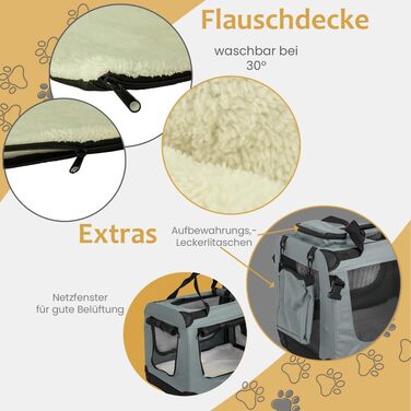 Складана переноска для собак та котів Petigi (Сірий, S, 50 x 35 x 36 см) - переноска для авто, сумка-ліжко