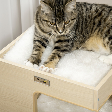 PawHut Cat Cave 3-х ярусна шафа для кішок Кімнатний будиночок для кішок з дубовою подушкою та іграшкою 34x34x60см для любителя кішок