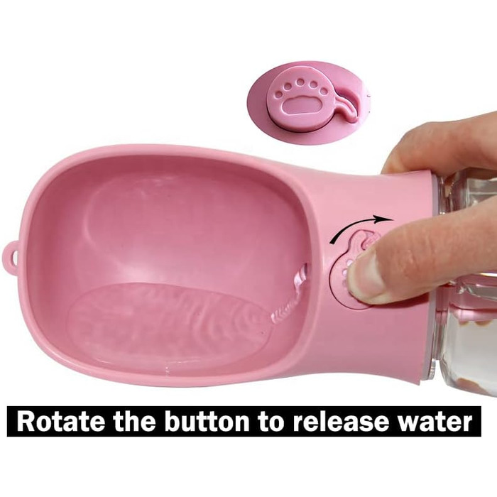 Портативна пляшка для води для собак M&JOutdoors, 540 мл, рожева