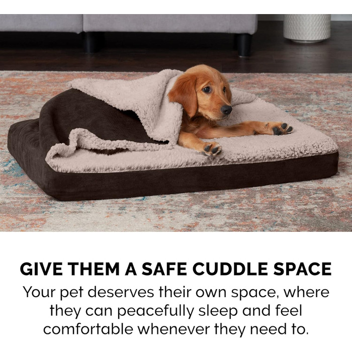 Лягу для собак Furhaven Large Orthopedic з ортопедичним матрацом, стиль дивану, знімний чохол, великий розмір (76 x 51 x 8 см), колір Еспресо