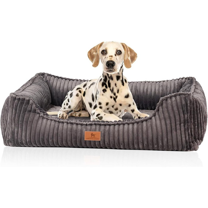 Ортопедичне собаче ліжко Knuffelwuff Sedona M-L, 85 x 63 см, сірий колір | Знімний, пральний чохол | Для великих, середніх та маленьких собак