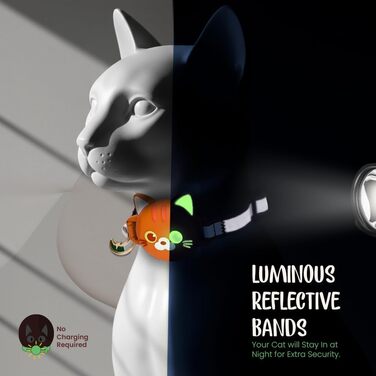 Нашийник для котів KittyTag з аксесуарами, сумісний з Apple Airtag, світловідбиваючий та світосвітлий, GPS, з захистом від задушення, регульований, оранжевий (Airtag не входить до комплекту)