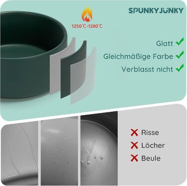 SPUNKYJUNKY Миска для собак та котів з кераміки, 1800 мл, зелена