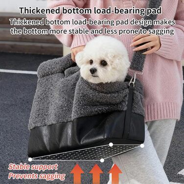 Транспортна сумка для цуценят: водонепроникна, тепла, з безпечним кріпленням та плечовим ременем. Підходить для маленьких порід та кошенят, для прогулянок у холодну погоду (сіра)