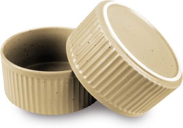 Набір мисок для собак з кераміки (2 шт) об'ємом 400 мл. Миски для маленьких та великих собак з антиковзною основою, придатні для миття в посудомийній машині. Бежевий колір.