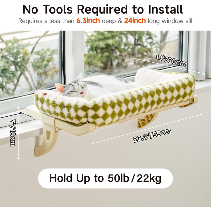 Кішка Гамак для вікна MEWOOFUN - зручне ліжко на підвісці для котів 50x36см, до 18кг