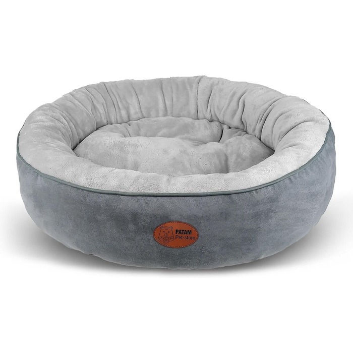 Ліжко для собак та котів Fufi Grey, кругле, велике (⌀ 81 см), з м'якими краями, неслизьке, знімне, машинне прання