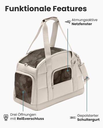 Транспортна сумка для собак Larkson Tjark (до 8 кг) Бежева - для подорожей літаком, підходить для собак та котів