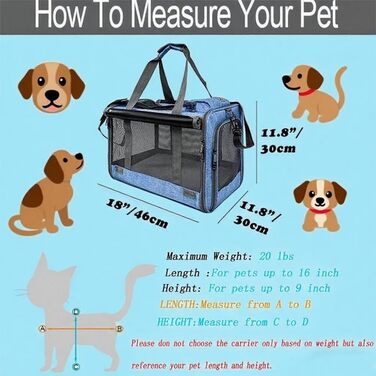 Транспортна переноска для собак та котів SHJOEE, складана, синього кольору, 46 x 46 x 30 см