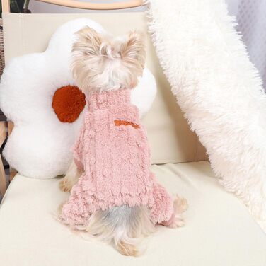 Теплий зимовий пуловер для собак, пухнастий одяг для цуценят, пуховий костюм, рогатка, теплий піжамний костюм для дівчаток та хлопчиків, рогатка, для чихуахуа, рожевий (X-Small)