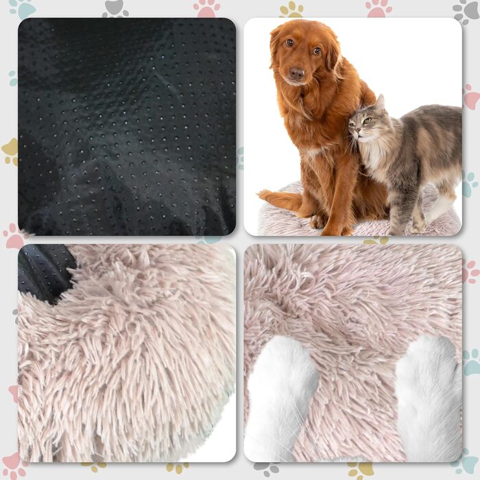 DEFACTO Лежанка для собак, м'яка подушка для собак з імітацією льону, корзина для собак, підняті бортики, неслизьке дно. Розмір M - 60x60 см, Бежевий