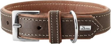 Нашийник для собак HUNTER PORTO, колір: темно-коричневий/cognac, з олив'яної шкіри, м'який та зручний, не травмує шерсть, міцний, ручної роботи, розмір: 60x60 см, темно-коричневий/cognac