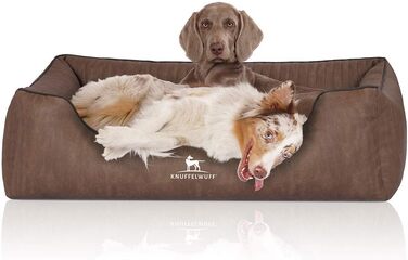 Ортопедичне ліжко для собак Knuffelwuff Tampa з лазерного тиснення на штучній шкірі XXL, 120 x 85 см (L 105 x B 75 x H 25 см, Коричневе)