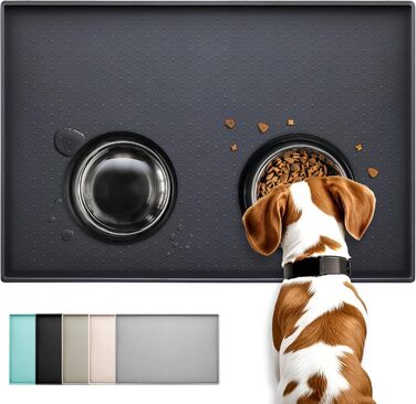 Килимок для годування собак та котів Conlun, чорний, 81 x 61 см, нековзний, водонепроникний, з бортиком