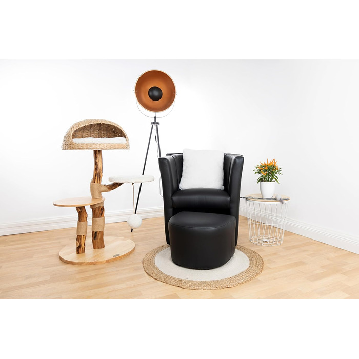 Драбинка для котів Bontoy Stella з дерева, 109 см: міцна, з великим лежанкою та іграшкою, 2 сходинки