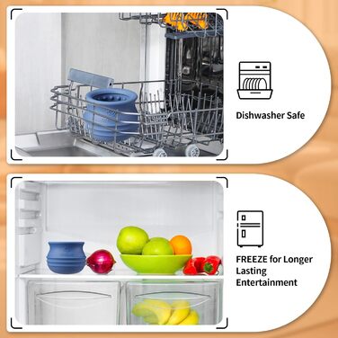 Іграшка-дозатор для собак Eckeri, інтерактивна головоломка для собак, збагачення для собак, іграшка-дозатор для заморожування, безпечний силікон (M, Темно-синій)