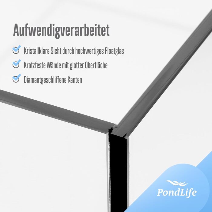 Акваріум зі скла для риб і черепах Pondlife 30×20×20 см, для прісної та солоної води, тераріум