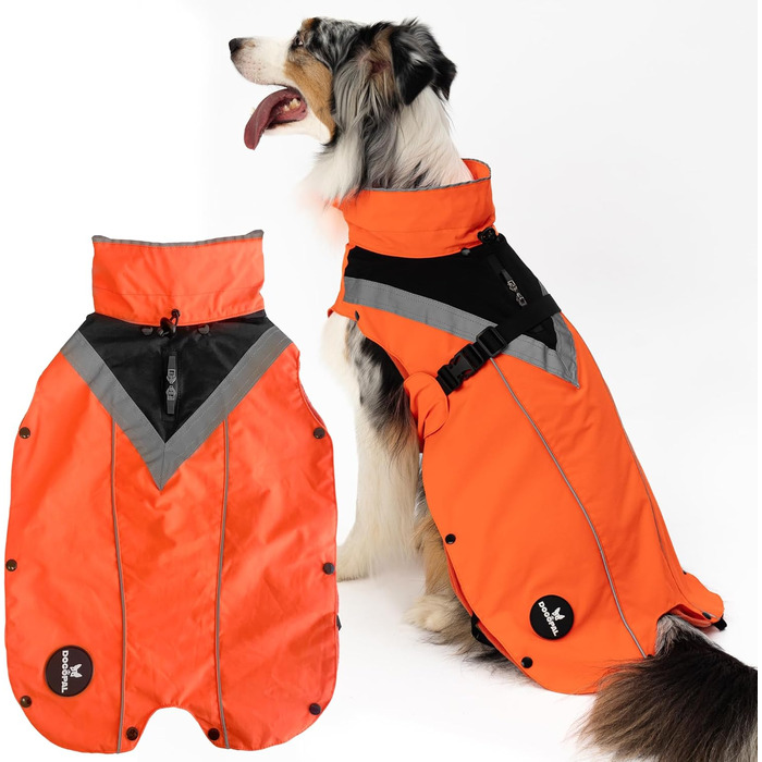 Водонепроникний дощовик для собак з винімним флісовим підкладкою, розмір L, помаранчевий