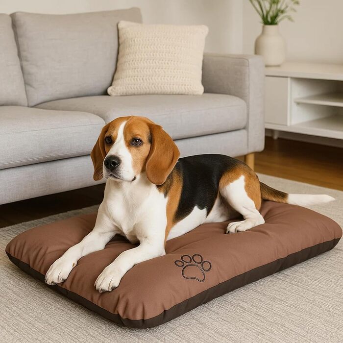 Матрац для собак, лежанка для собак великих, середніх та маленьких порід - водонепроникний килимок для собак, м'який лежак з піною, Outdoor та міцний матрац для собак - 115x80x12 см, світло-коричневий R3(115 x 80 см), світло-коричневий