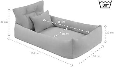 Ортопедичне ліжко для собак Juelle з штучної шкіри, диван для великих собак з ортопедичним матрацом, знімний чохол, миється, Hugo L-XXL (100x80 см, Бежевий)