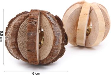 Дерев'яні іграшки для гризунів Winterworm: 6 шт. для хом'яків, мишей, шиншил, кроликів, мишовидних гризунів та морських свинок