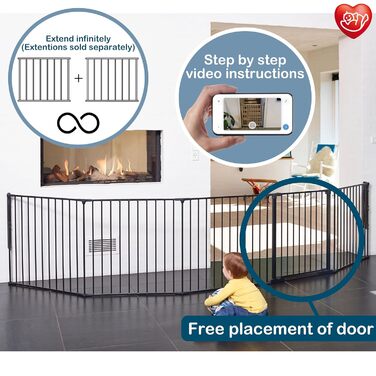 Захисне огорожа BabyDan Flex XXL, 90-350 см, чорна – захист дитини, для каміну, сходів, поділу кімнати, виготовлено в Данії