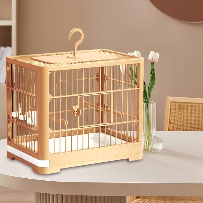 Переносний клітка-переноска для птахів: канарейок, хвилястих папужок, ара, ньомуфенсиків. Оранжева, 32 x 25 x 13 см