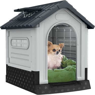NAIZY Будинок для собак з дахом-люком, 80x71 см, PP, для внутрішнього та зовнішнього використання, зимостійкий, вентильований, XL