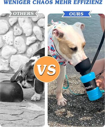 Складана пляшка для води для собак Lesotc 1000 мл, витоку немає, блакитна