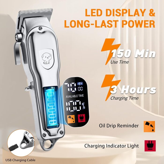 Машинка для стрижки собак та котів YAZ EKY Profi - професійна, 4 насадки, потужний мотор