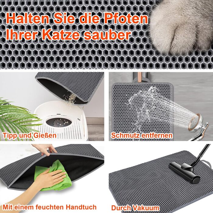 Килимок під лоток для котів AidSci | 70x55 см, водовідштовхувальний, з комірками, сірий