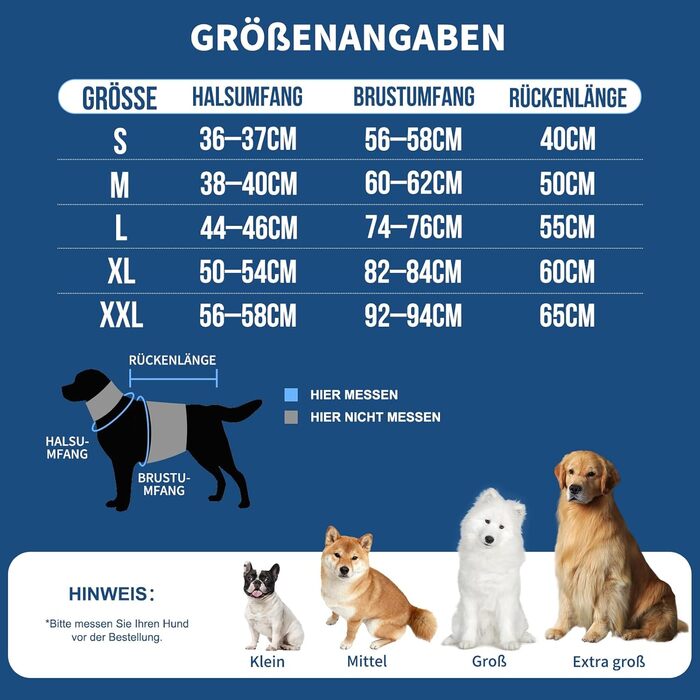 Зимовий одяг для собак: двосторонній водонепроникний теплий зимовий костюм з флісовою підкладкою, зручний застібкою-блискавкою, синій, розмір S (обхват грудей 58-60см, довжина спини 40см)