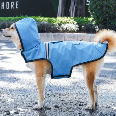 Водонепроникна куртка для собак KoKoBin з капюшоном, світловідбиваючими елементами, розмір XL, блакитна