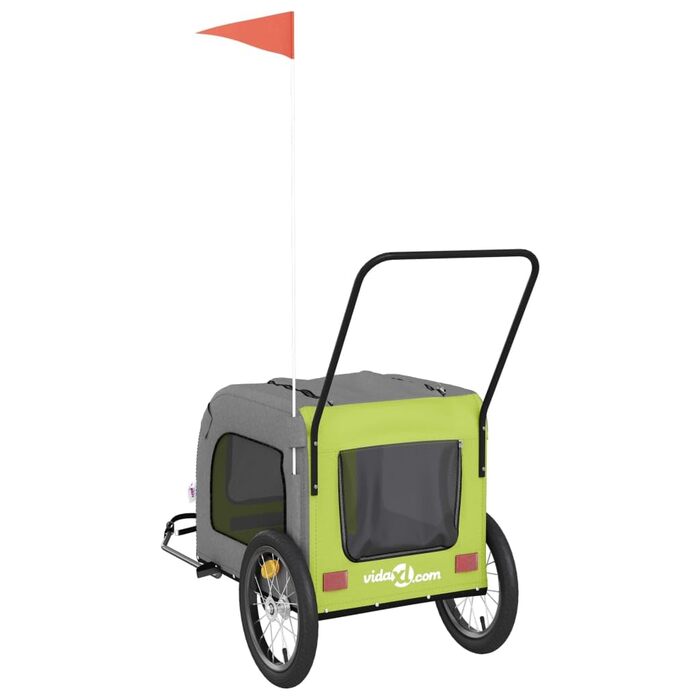 Транспорт для домашніх тварин: візок для котів та собак, велосипедний причіп, зелений та сірий, Oxford-Gewebe, для прогулянок