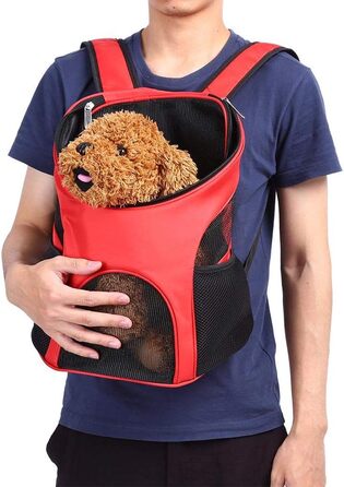 Рюкзак для тварин, регульований, для собак і котів, з вентиляційною сіткою, 25 x 30 x 35 см (червоний)