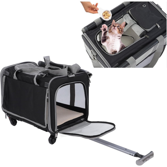 Транспортна переноска для котів та собак на колесах, складна, м'яка, з телескопічною ручкою. Ідеальна для подорожей, кемпінгу та активного відпочинку.