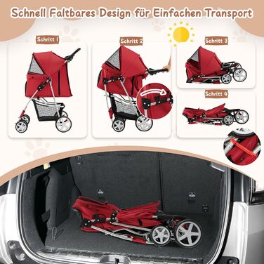 Візок для тварин GYMAX: складаний, до 15 кг, з кошиком, захистом від дощу та сіткою, для собак та котів