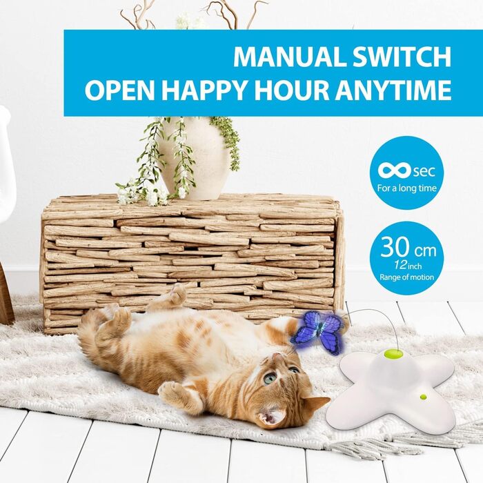 Інтерактивна іграшка для котів ALL FOR PAWS 3 в 1: метелик, м'ячики, випадкові пір'я. Автоматичний спінер для дому. Новинка