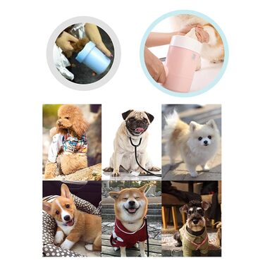 Автоматичний очисник лап для собак: миска для лап, силікон, для чутливої шкіри, портативна, 360° обертання, для маленьких собак та котів, рожевий